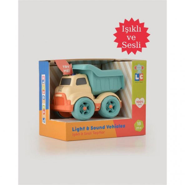 Lets Be Child Sesli ve Işıklı Minik Kamyon 31016 Bej - Turkuaz Kasalı, Çocuklar İçin Oyuncak Kamyon ürün görseli 1