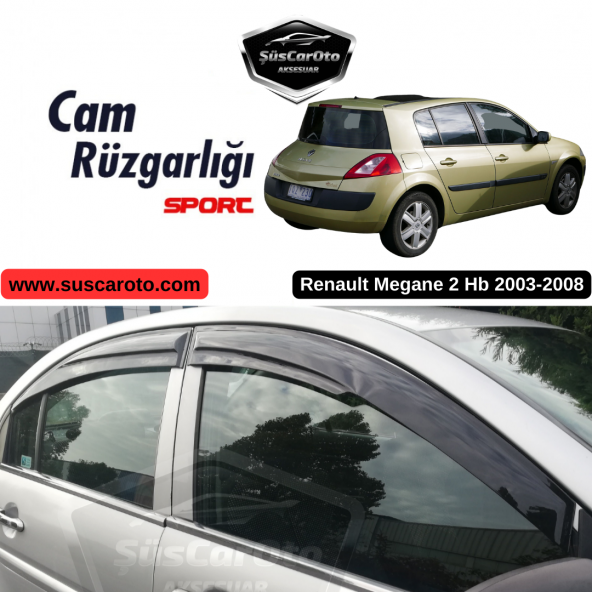 Renault Megane 2 Hb 2003-2008 Uyumlu Mugen Cam Rüzgarlığı Seti Piano Black 4lü İthal ürün görseli 1