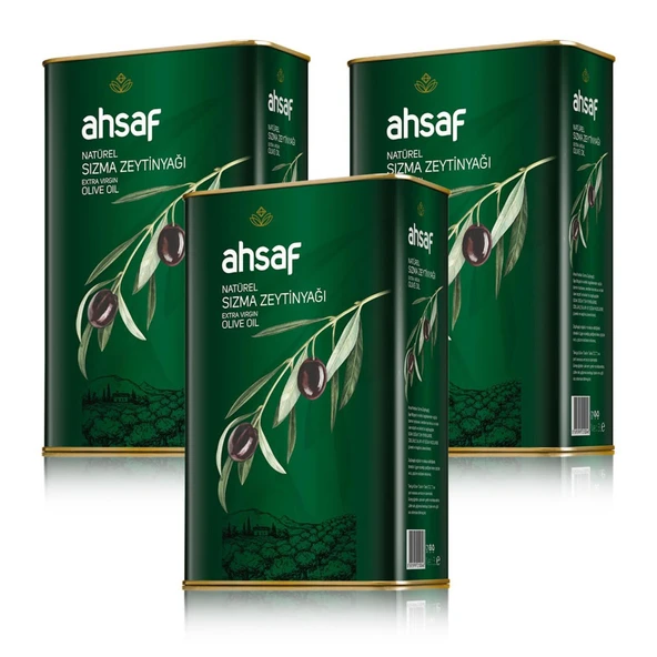 Ahsaf Natürel Sızma Zeytinyağı 3L -Teneke (3'lü Ekonomik Paket) ürün görseli 1