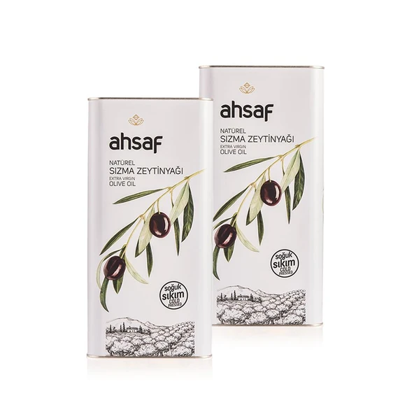 Ahsaf Soğuk Sıkım Natürel Sızma Zeytinyağı 5L -Teneke (2'li Ekonomik Paket) ürün görseli 1