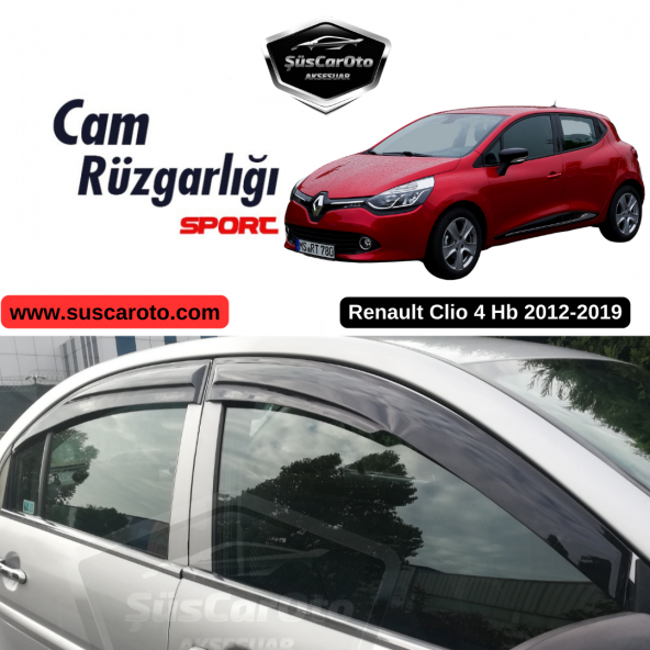 Renault Clio 4 Hb 2012-2019 Uyumlu Mugen Cam Rüzgarlığı Seti Piano Black 4lü İthal ürün görseli 1