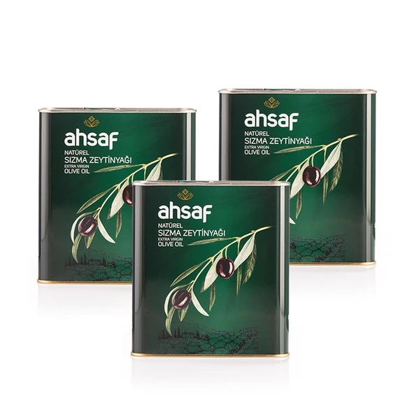 Ahsaf Natürel Sızma Zeytinyağı 2L-Teneke (3'lü Ekonomik Paket) ürün görseli 1