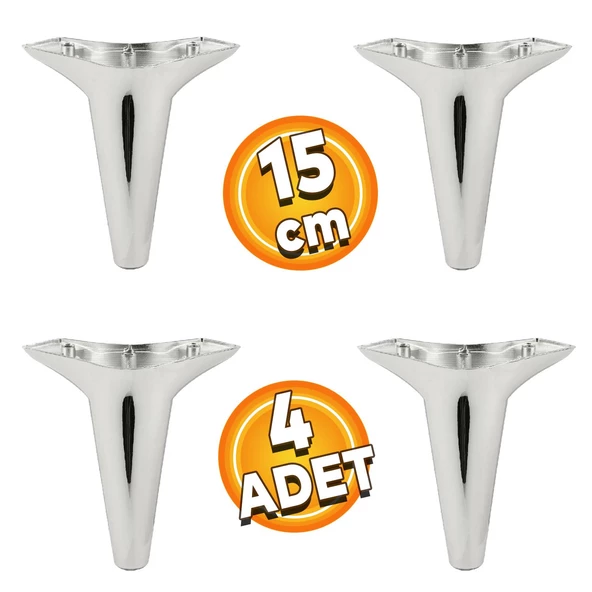 Aspen Lüks Mobilya Kanepe Koltuk Tv Ünitesi Baza Çekyat Ayağı Ayakları 15 Cm Krom (4 ADET) Plastik ürün görseli 1