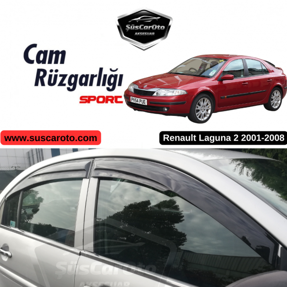 Renault Laguna 2 2001-2008 Uyumlu Mugen Cam Rüzgarlığı Seti Piano Black 4lü İthal ürün görseli 1