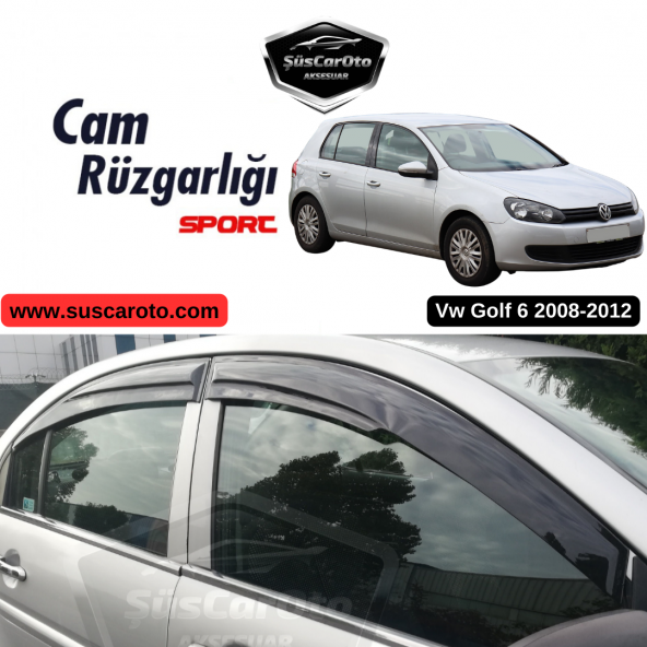 Vw Golf 6 2008-2012 Uyumlu Mugen Cam Rüzgarlığı Seti Piano Black 4lü İthal ürün görseli 1