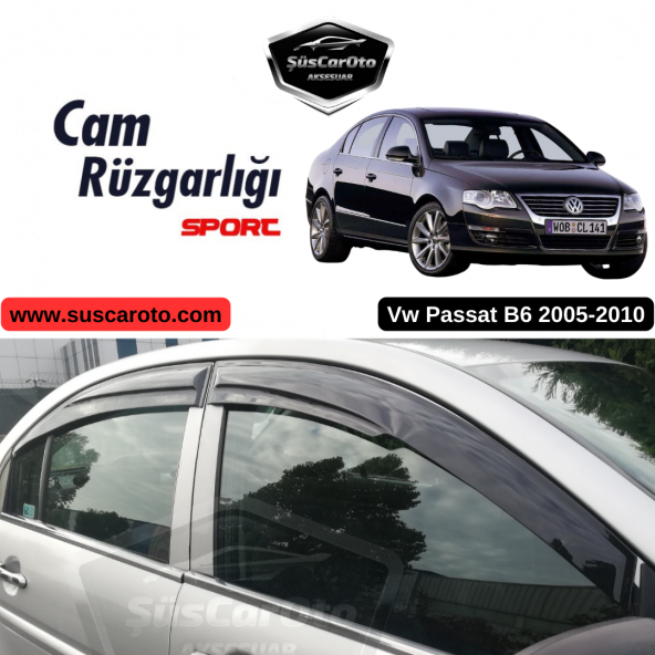 Vw Passat B6 2005-2010 Uyumlu Mugen Cam Rüzgarlığı Seti Piano Black 4lü İthal ürün görseli 1