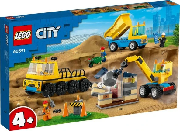 LEGO City 60391 Construction Trucks and Wrecking Ball Crane ürün görseli 1