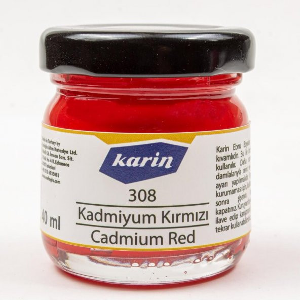 Karin Ezilmiş Ebru Boyası 40ml 308 Kadmiyum Kırmızı ürün görseli 1