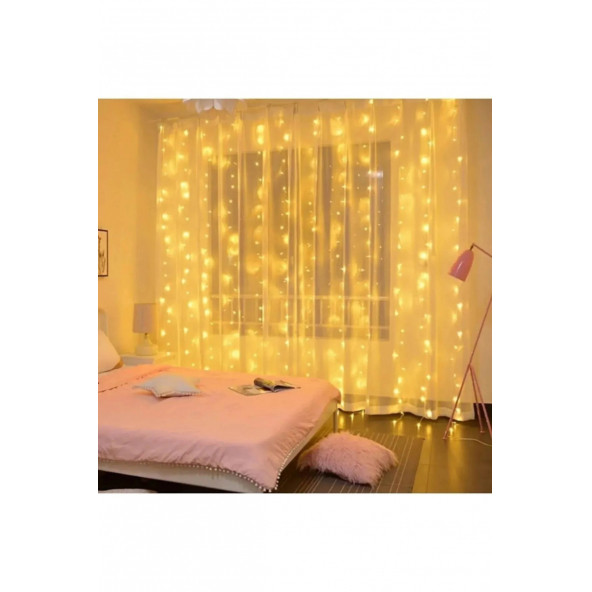 Kumandalı 8 Ayrı Moda Sahip 3 mx3 m 300 Cm X 300 cm Perde Led 10 Saçaklı Gün Işığı AA109 ürün görseli 1