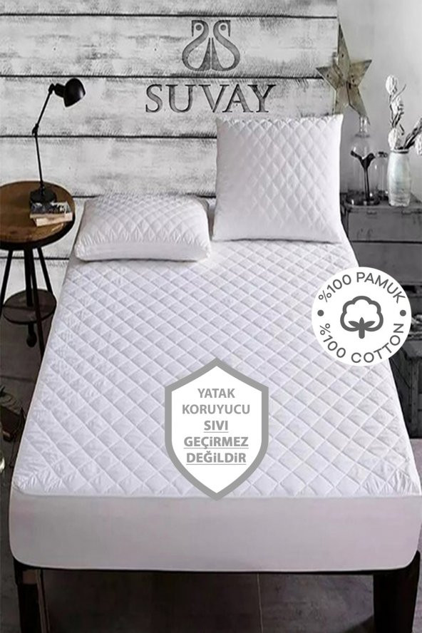 SUVAY Kapitone Fitted Yatak Koruyucu Alez Çarşaf Tek Çift Kişilik Pamuklu Yatak Alezi - Sıvı Geçirmez Değildir! ürün görseli 1