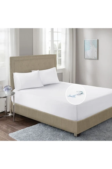 SUVAY Micro Fitted Full Kenar Su Sıvı Geçirmez Alez Çarşaf Tek Çift Kişilik Beyaz Renkli Yatak Koruyucu ürün görseli 1