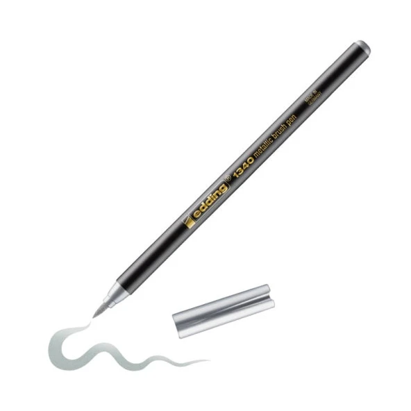 Edding 1340 Brushpen Fırça Uçlu Kalem METALİK GÜMÜŞ ürün görseli 1