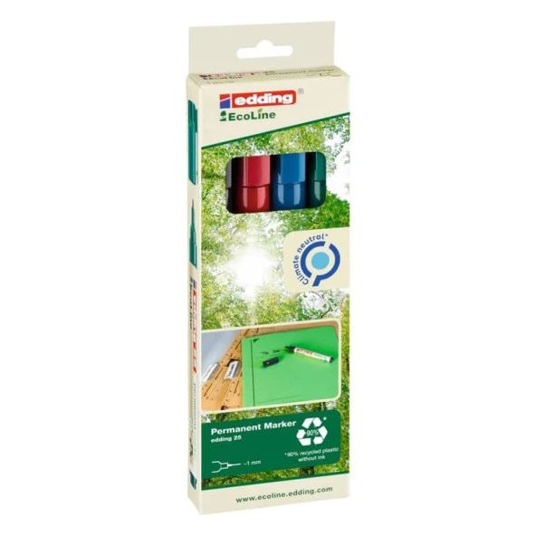 Edding 25 Ecoline Doldurulabilir Permanent Marker 4 Renk ürün görseli 1
