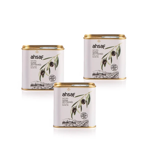 Ahsaf Soğuk Sıkım Natürel Sızma Zeytinyağı 500 ml-Teneke ( 3'lü Ekonomik Paket ) ürün görseli 1