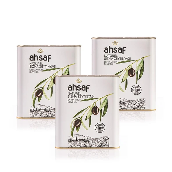 Ahsaf Soğuk Sıkım Natürel Sızma Zeytinyağı 2L-Teneke ( 3'lü Ekonomik Paket ) ürün görseli 1