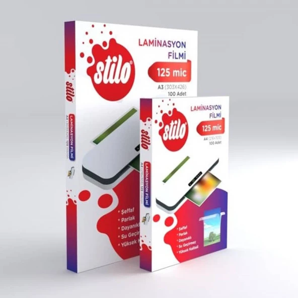 Stilo Laminasyon Filmi A3 125 Micron 100lü ürün görseli 1