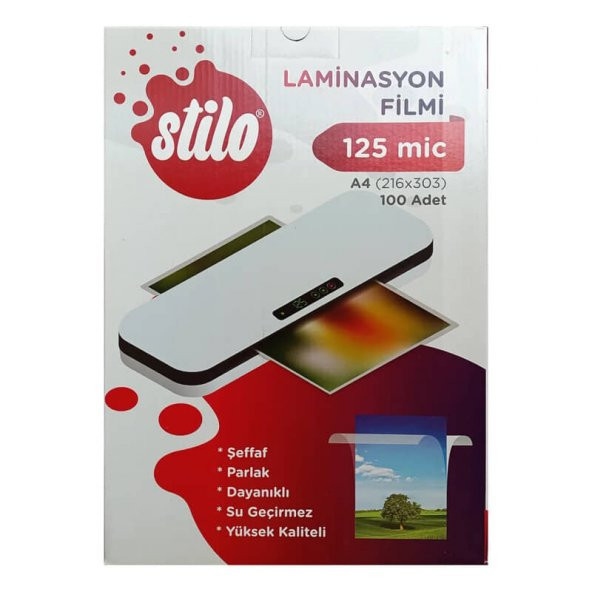 Stilo Laminasyon Filmi A4 125 Micron 100lü ürün görseli 1