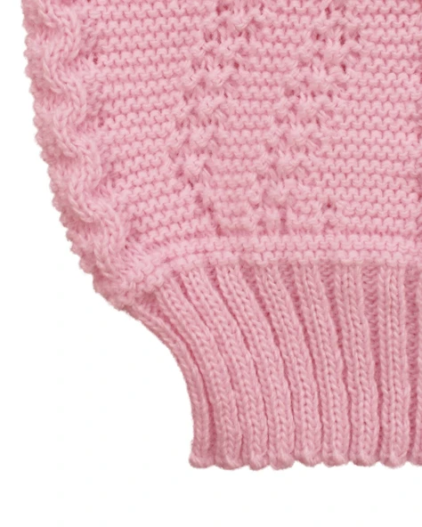 Pembe , Bereli Triko Kız Bebek Tulumu - Resim 5