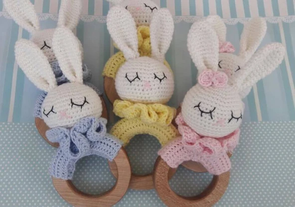 Ahşap Oyuncaklı Orgülü Diş Amigurumi Kaşıyıcı ürün görseli 1