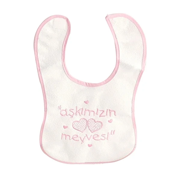 Aşkımızın Meyvesi Su Geçirmez Pembe Bebek Önlük ürün görseli 1