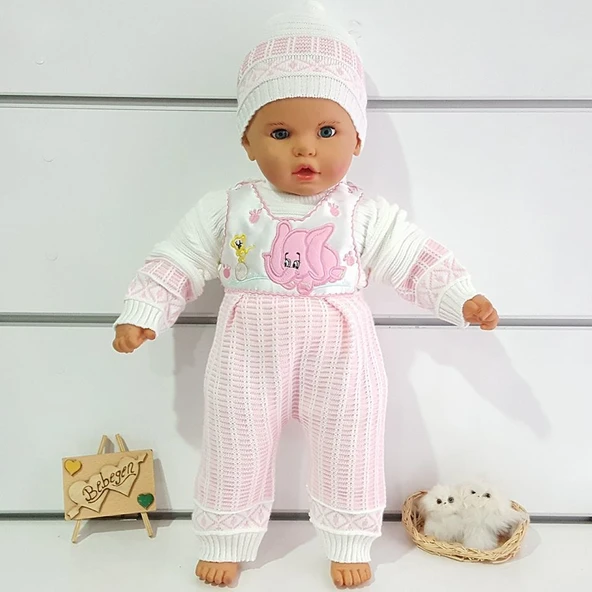 Fil Desenli Triko 3 lü Kız Bebek Takım ürün görseli 1
