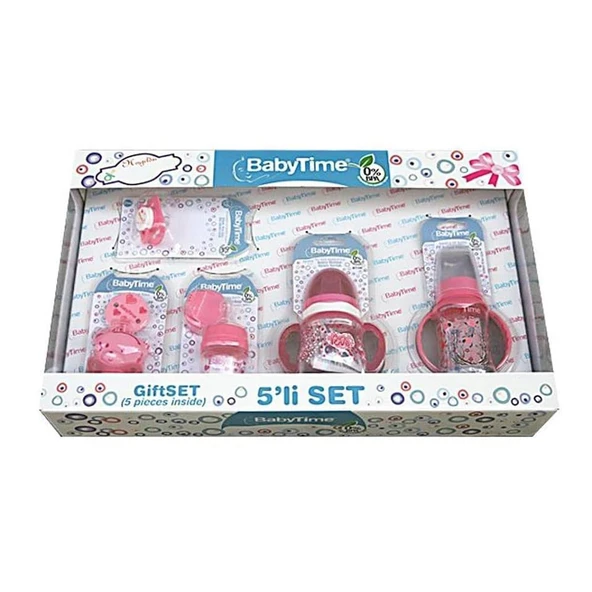 Babytime Pembe 5 li Hediyelik Yenidoğan Biberon Seti ürün görseli 1