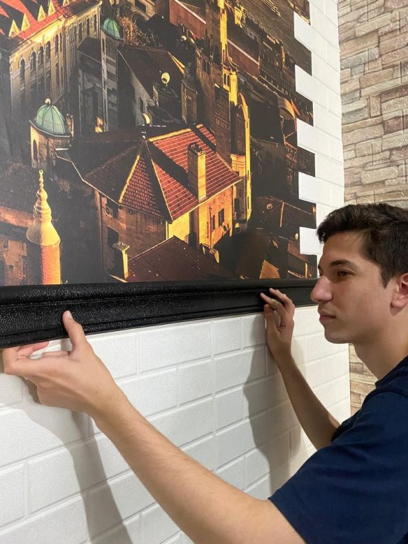 Renkli Duvarlar Siyah 4 Adet 235cm Esnek Duvar Çıtası Dekoratif Yapışkanlı Çerçeve Süpürgelik ürün görseli 1