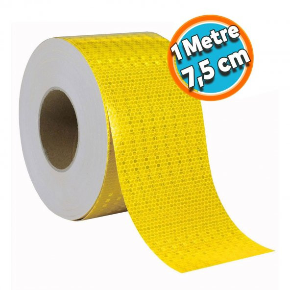 Reflektörlü Reflektif Fosforlu Şerit Bant Sarı Reflekte Sticker İkaz Bandı 1 METRE ürün görseli 1