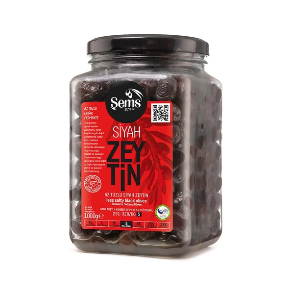 Şems  Süper Özel Siyah Zeytin 1000 Gr - Cam 291-320 Kalibre ürün görseli 1