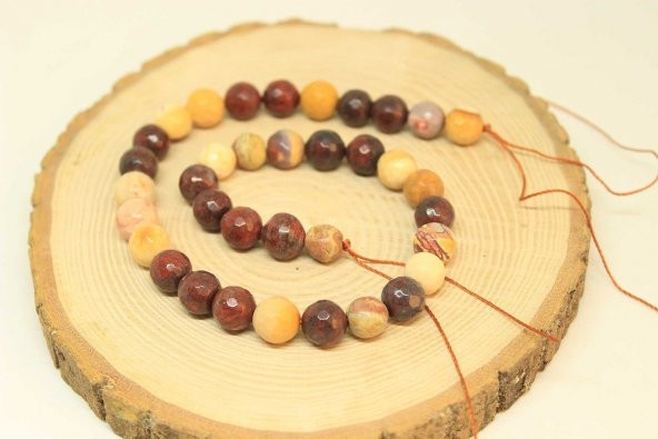 Jasper Taşı YARIM Dizi 9-10mm Aralığı (25880) (18cm uzunluğundadır) ürün görseli 1