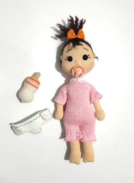 Emzikli Bebek Uyku Arkadaşı Amigurumi Organik Oyuncak ürün görseli 1