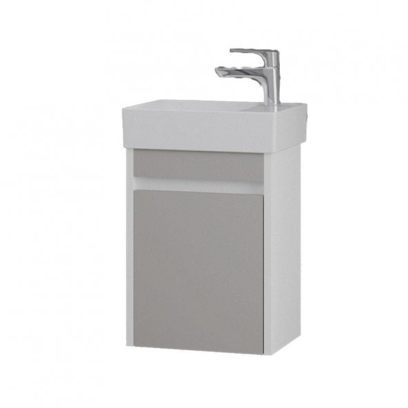 Denko Natalia 40 cm MDF Kül Gri Banyo Dolabı Alt Modül ve Seramik Lavabo ürün görseli 1