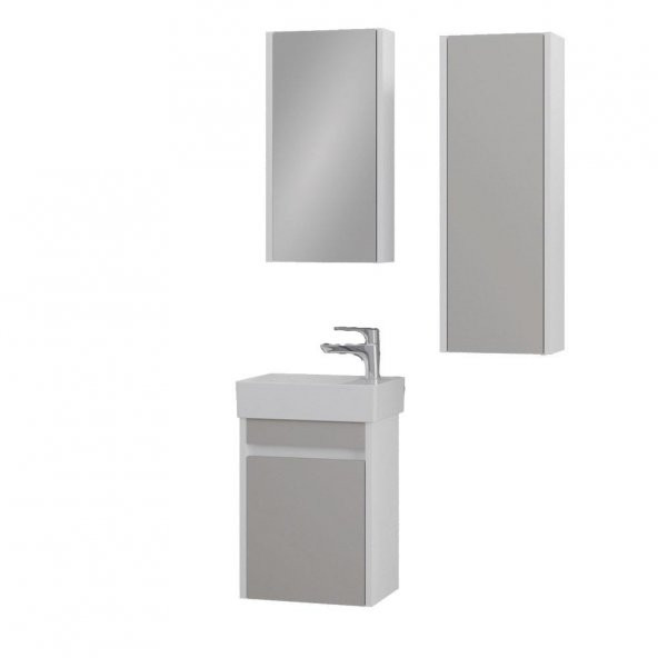 Denko Natalia 40 cm MDF Kül Gri Banyo Dolabı Takımı ve Boy Dolabı ürün görseli 1