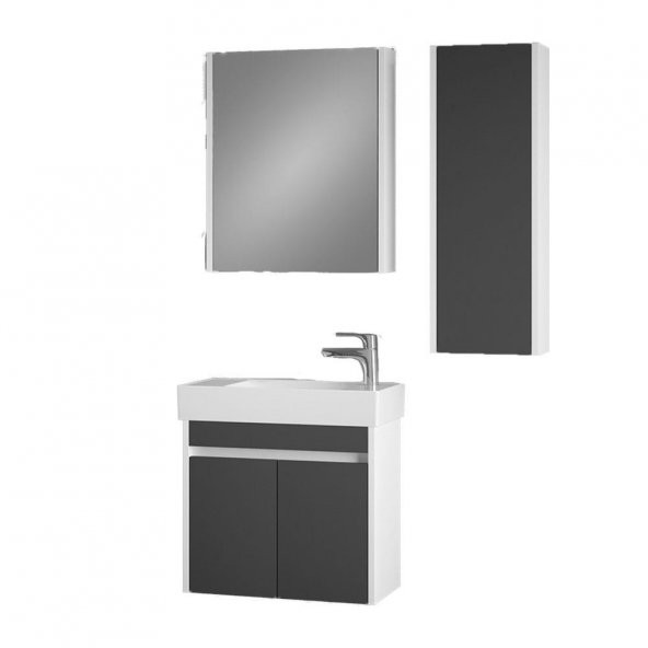 Denko Natalia 60 cm MDF Antrasit Gri Banyo Dolabı Takımı ve Boy Dolabı ürün görseli 1