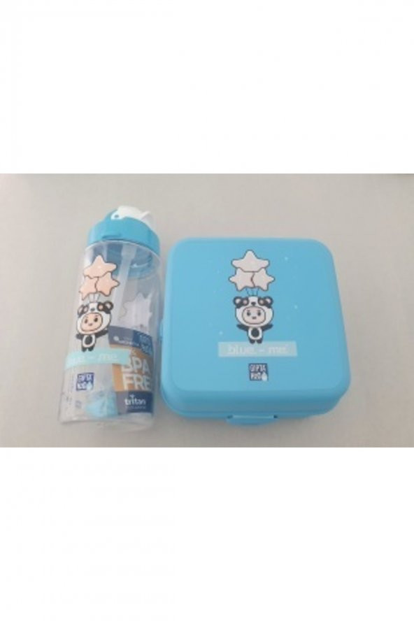 Gıpta Blue-Me Tritan Pipetli Matara Desenli Bes Kabı Set ürün görseli 1