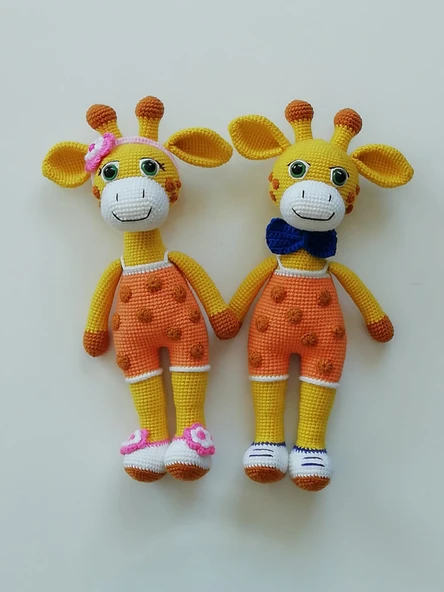 Zürafa Ailesi Amigurumi Organik Oyuncak ürün görseli 1
