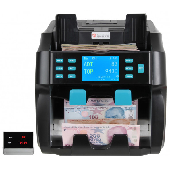 Baove GB9000 Pro Mix Çift Katlı Karışık Para Sayma Makinesi ve  Sahte Yakalama - Printer - Müşteri Ekranı ürün görseli 1