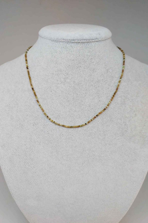 Yeşil Lal (Granat) (Garnet) Taşı Rondela 2mm 1000 Ayar Gümüş İpli Kolye (Klipsli) ürün görseli 1