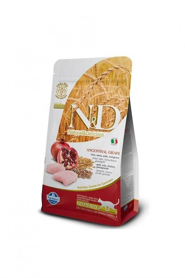Ancestral Graın Kısırlaştırılmış Yetişkin Kedi Maması - Tavuk&Nar 5kg ürün görseli 1