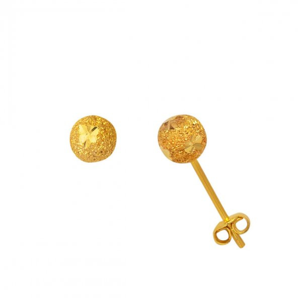 22 Ayar Yıldız Kumlu Top Altın Küpe 6 mm. ürün görseli 1