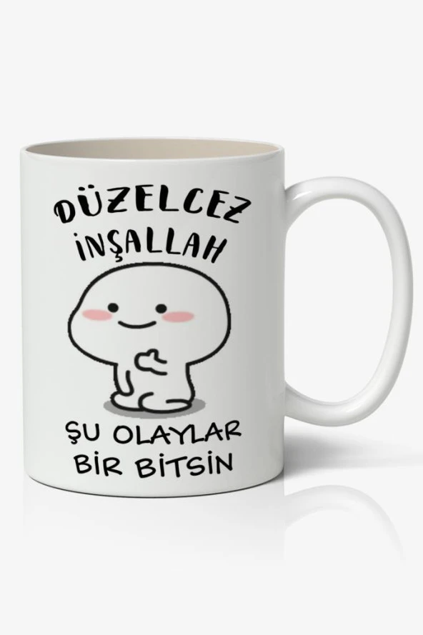 Düzelcez İnşallah Yazılı Baskılı Kupa Bardak Baskılı Kahve Kupa Bardak ürün görseli 1