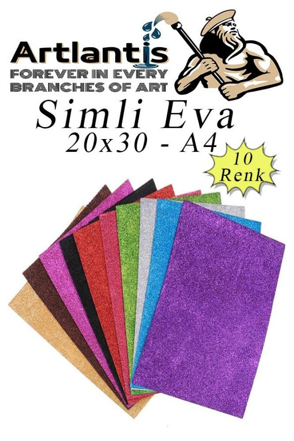 Simli Eva A4 20x30 cm 10 Renk 1 Paket Simli Eva Süngeri 10lu Okul Kreş Anasınıfı Elişi Etkinlikleri ürün görseli 1