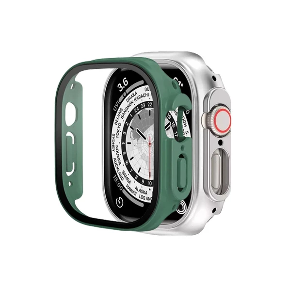 BİNANO APPLE WATCH ULTRA SENSE KASA VE EKRAN KORUYUCU KOYU YEŞİL ürün görseli 1