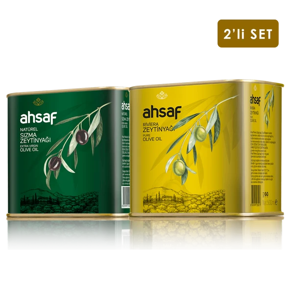 Natürel Sızma Zeytinyağı 500 ml -Teneke + Riviera Zeytinyağı 500 ml -Teneke (2'li Ekonomik Paket) ürün görseli 1