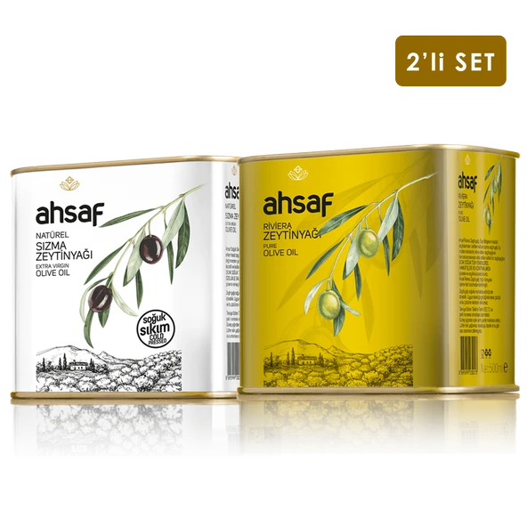 Soğuk Sıkım Zeytinyağı 500 ml Teneke + Riviera Zeytinyağı 500 ml Teneke (2'li Ekonomik Paket) ürün görseli 1