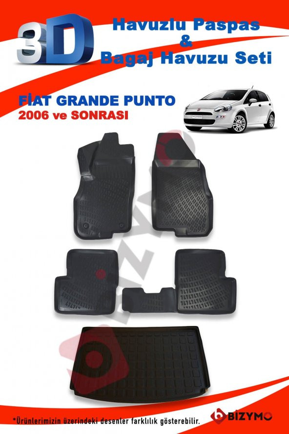 Fiat Grande Punto 2006 Ve Sonrası Paspas Ve Bagaj Havuzu Seti ürün görseli 1