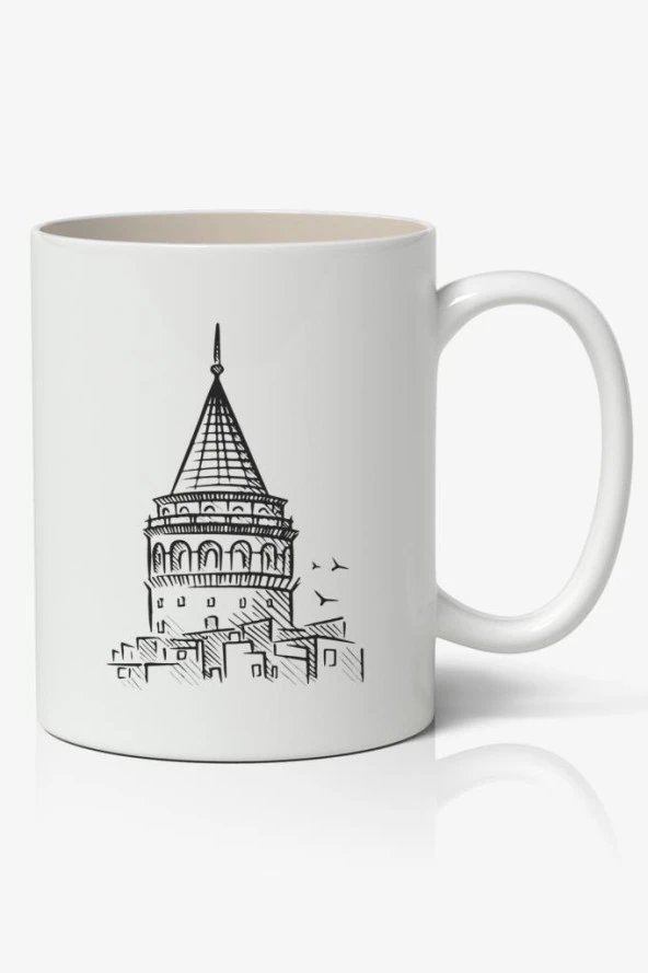 İstanbul Galata Kulesi Baskılı Kupa Bardak Baskılı Kahve Kupa Bardak ürün görseli 1