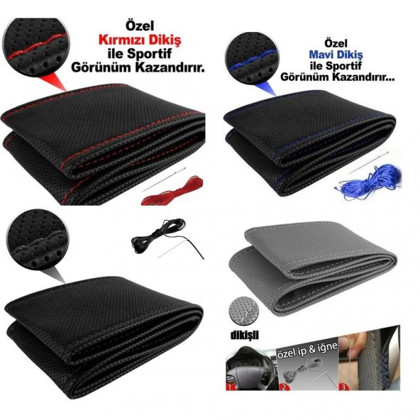 Nkt Deri Dikme Direksiyon Kılıfı Dikmeli 4 Renk Kokusuz ürün görseli 1