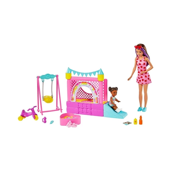 Barbie Bebek Bakıcısı Skipper Oyun Evi Seti, Bebek Bakıcısı Skipper, Bebek Figürü, Salıncak ve Aksesuarlarıyla, 3 Yaş ve ürün görseli 1