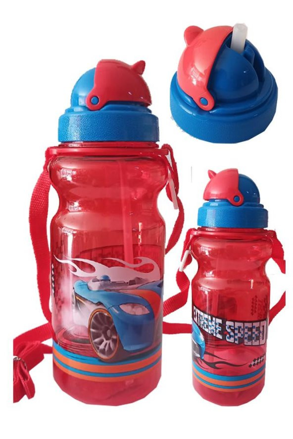 Erkek Çocuk Matara 500ml Kırmızı 1 Adet Extreme Speed Kırmızı Suluk Plastik Su Matarası ürün görseli 1